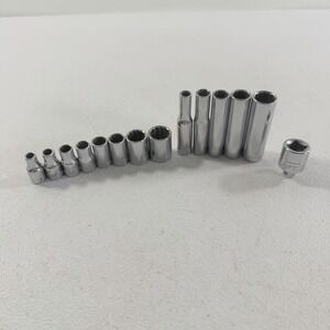 Lot of 14 Vintage Craftsman 1/4" Drive 12pt Deep Well Shallow Sockets =V= Series